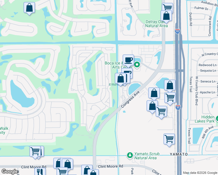 map of restaurants, bars, coffee shops, grocery stores, and more near 17082 Boca Club Boulevard in Boca Raton