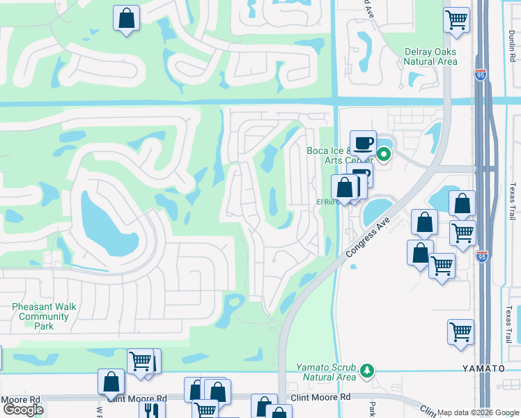 map of restaurants, bars, coffee shops, grocery stores, and more near 3956 Redondo Court in Boca Raton