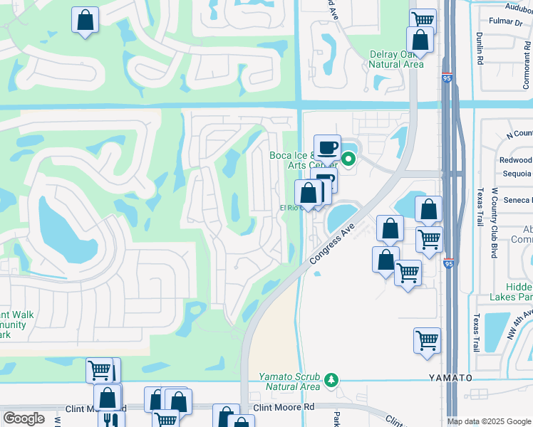 map of restaurants, bars, coffee shops, grocery stores, and more near 17060 Emile Street in Boca Raton