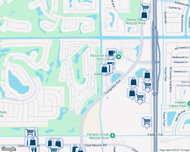 map of restaurants, bars, coffee shops, grocery stores, and more near 17082 Boca Club Boulevard in Boca Raton
