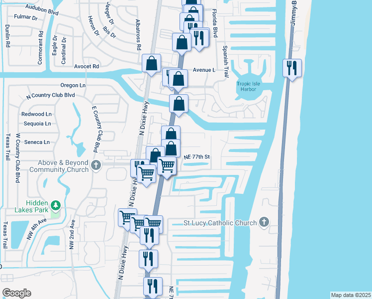 map of restaurants, bars, coffee shops, grocery stores, and more near 860 Bailey Street in Boca Raton