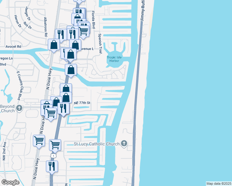 map of restaurants, bars, coffee shops, grocery stores, and more near 891 Northeast Mulberry Drive in Boca Raton