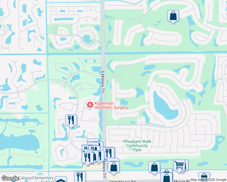 map of restaurants, bars, coffee shops, grocery stores, and more near 4936 Bocaire Boulevard in Boca Raton