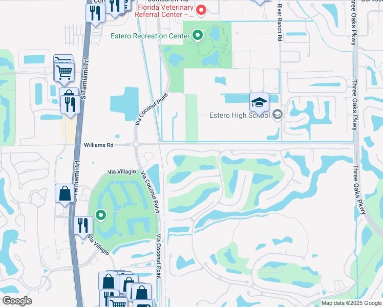 map of restaurants, bars, coffee shops, grocery stores, and more near 9150 Palmetto Ridge Drive in Bonita Springs