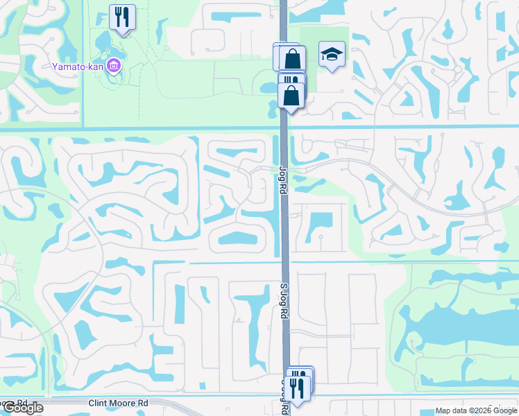 map of restaurants, bars, coffee shops, grocery stores, and more near 17276 Hampton Blvd in Boca Raton
