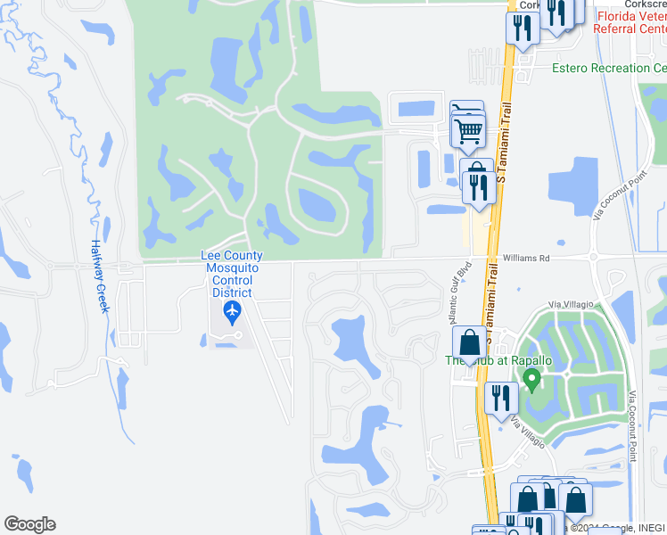 map of restaurants, bars, coffee shops, grocery stores, and more near 3900 Preserve Way in Estero