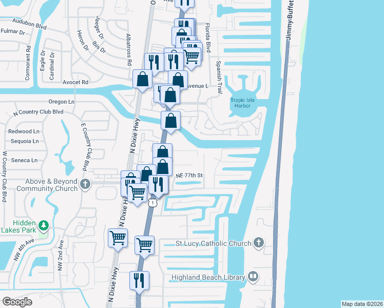 map of restaurants, bars, coffee shops, grocery stores, and more near 862 Bailey Street in Boca Raton