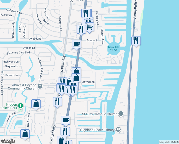 map of restaurants, bars, coffee shops, grocery stores, and more near 862 Bailey Street in Boca Raton