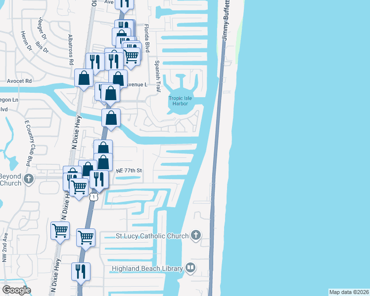 map of restaurants, bars, coffee shops, grocery stores, and more near 891 Northeast Mulberry Drive in Boca Raton
