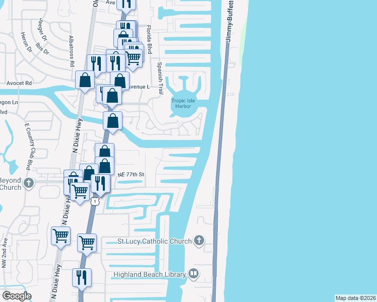 map of restaurants, bars, coffee shops, grocery stores, and more near 891 Northeast Mulberry Drive in Boca Raton