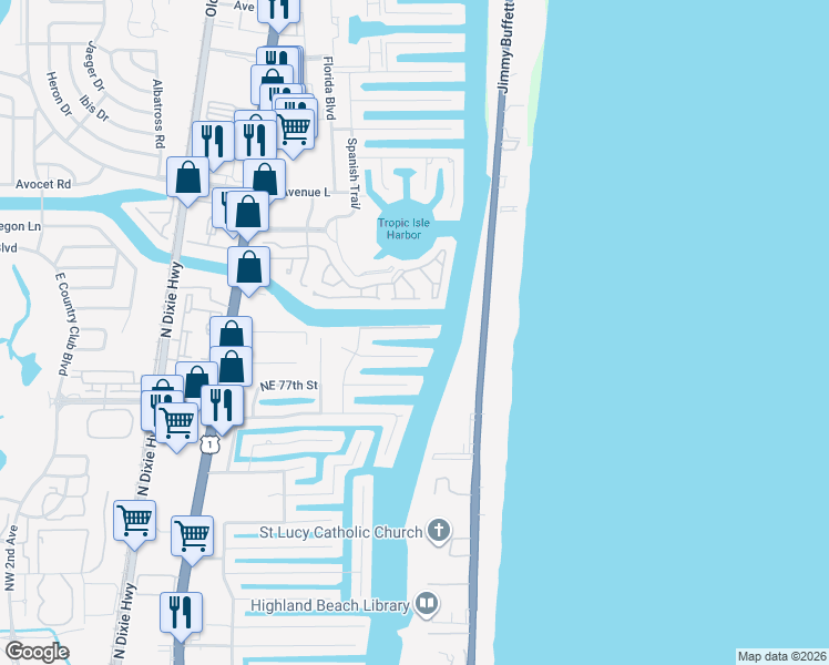 map of restaurants, bars, coffee shops, grocery stores, and more near 891 Northeast Mulberry Drive in Boca Raton