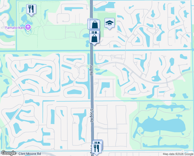 map of restaurants, bars, coffee shops, grocery stores, and more near 6422 Montesito Street in Boca Raton