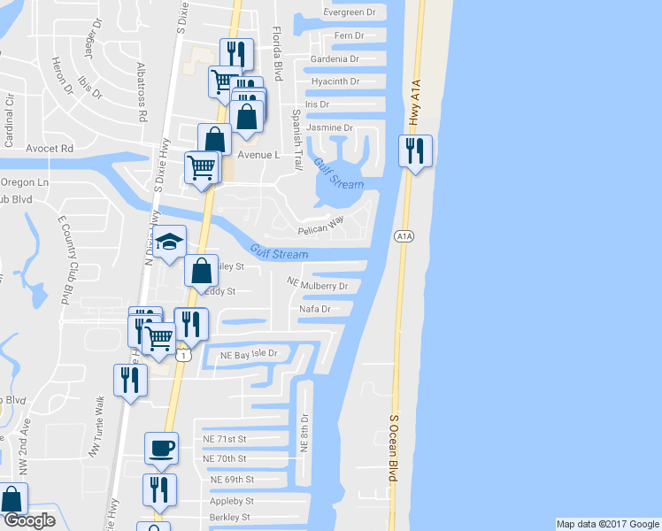 map of restaurants, bars, coffee shops, grocery stores, and more near 872 Northeast 79th Street in Boca Raton