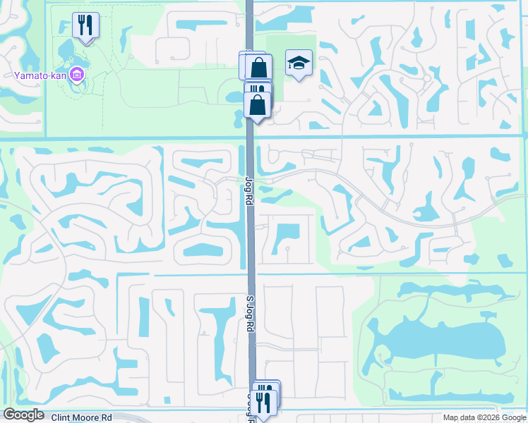 map of restaurants, bars, coffee shops, grocery stores, and more near 6422 Montesito Street in Boca Raton