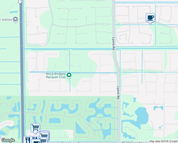 map of restaurants, bars, coffee shops, grocery stores, and more near 17322 Rosella Road in Boca Raton