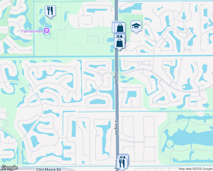 map of restaurants, bars, coffee shops, grocery stores, and more near 17276 Hampton Boulevard in Boca Raton
