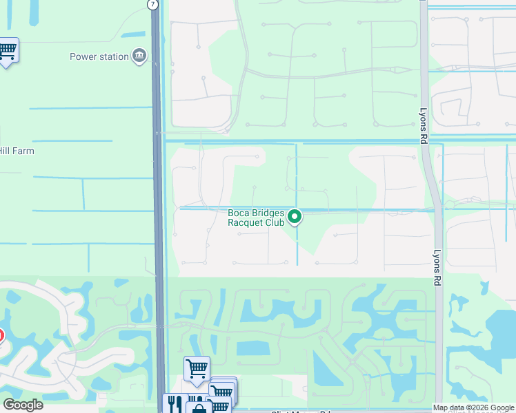 map of restaurants, bars, coffee shops, grocery stores, and more near 9607 Macchiato Avenue in Boca Raton
