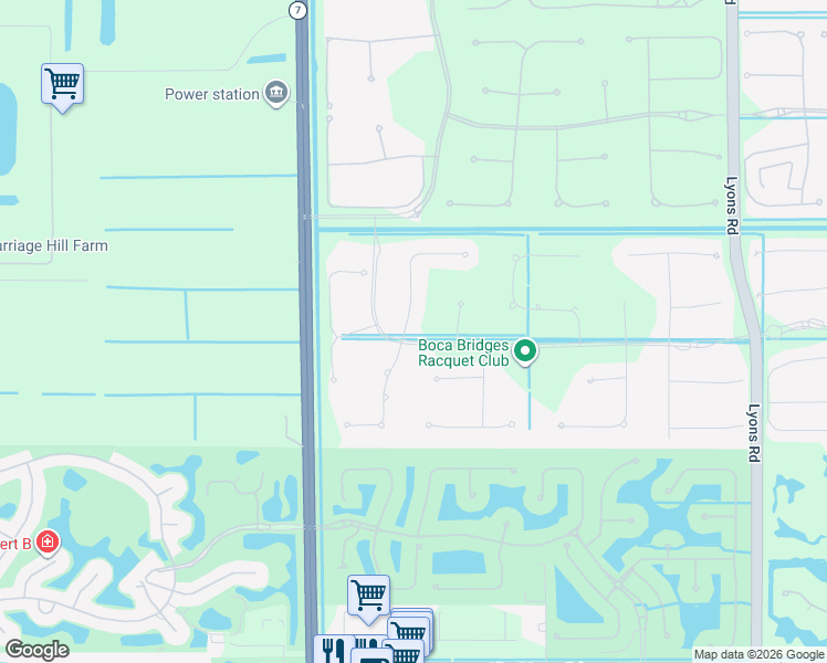 map of restaurants, bars, coffee shops, grocery stores, and more near Sauvignon Parkway in Boca Raton