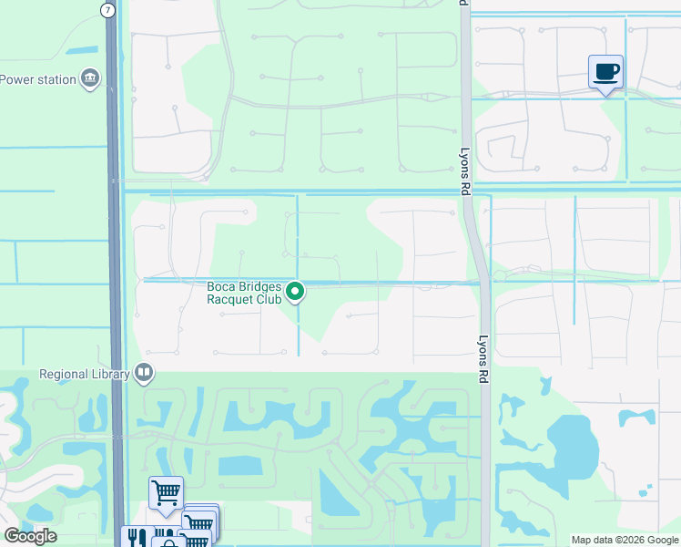 map of restaurants, bars, coffee shops, grocery stores, and more near 17236 Brulee Breeze Way in Sunrise