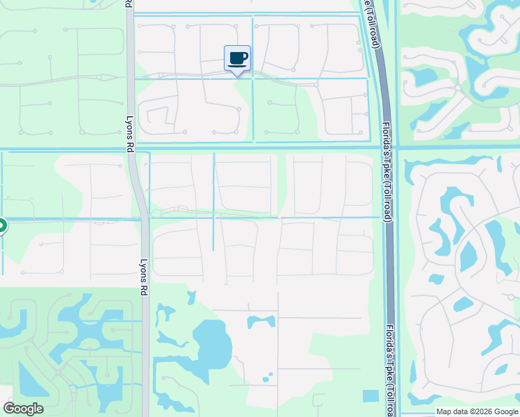 map of restaurants, bars, coffee shops, grocery stores, and more near 17099 Five Waters Avenue in Sunrise