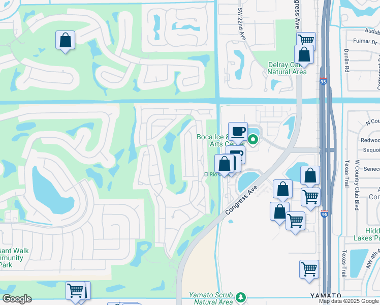 map of restaurants, bars, coffee shops, grocery stores, and more near 17251 Ventana Drive in Boca Raton