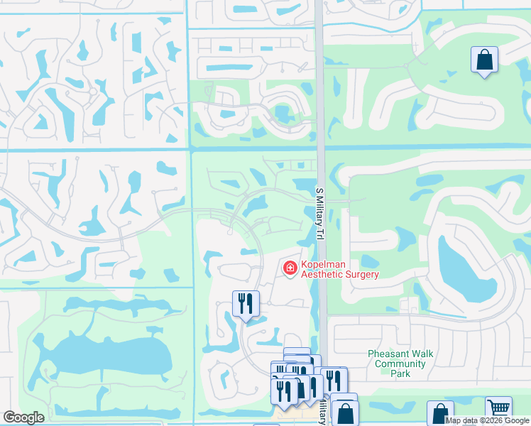 map of restaurants, bars, coffee shops, grocery stores, and more near 5245 Suffolk Drive in Boca Raton