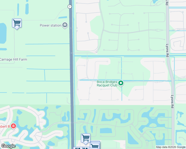map of restaurants, bars, coffee shops, grocery stores, and more near Sauvignon Parkway in Boca Raton