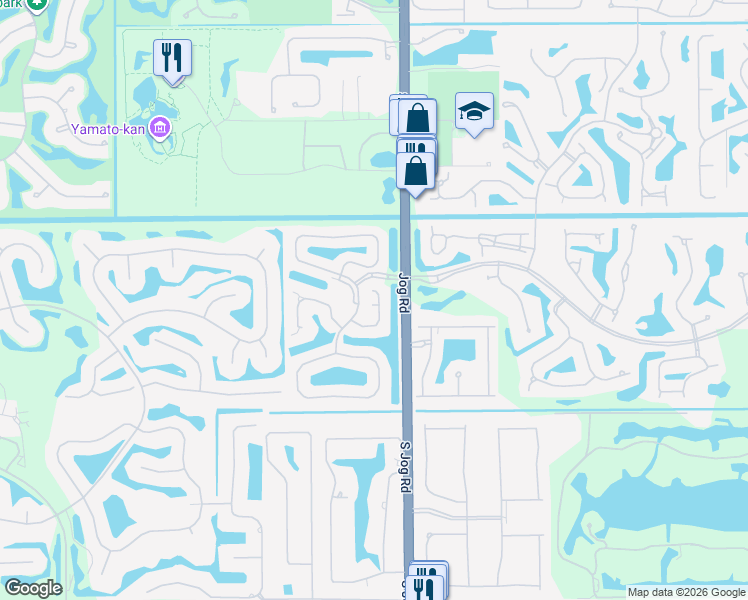 map of restaurants, bars, coffee shops, grocery stores, and more near 17229 Hampton Boulevard in Boca Raton