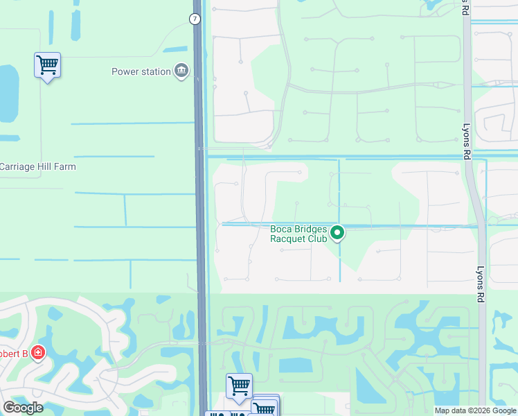 map of restaurants, bars, coffee shops, grocery stores, and more near Sauvignon Parkway in Boca Raton