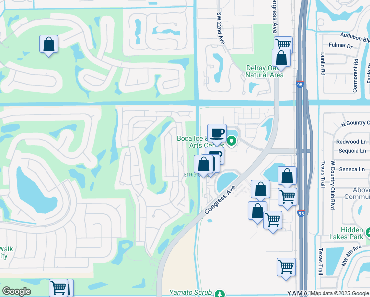 map of restaurants, bars, coffee shops, grocery stores, and more near 17240 Bermuda Village Dr in Boca Raton