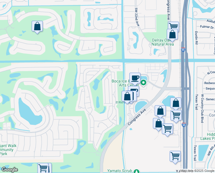 map of restaurants, bars, coffee shops, grocery stores, and more near 17251 Ventana Drive in Boca Raton
