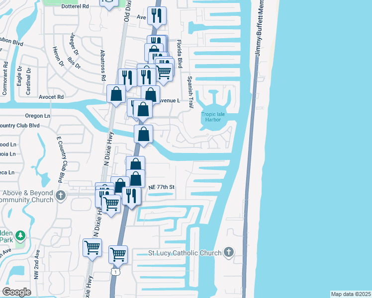map of restaurants, bars, coffee shops, grocery stores, and more near 240 Captains Walk in Delray Beach