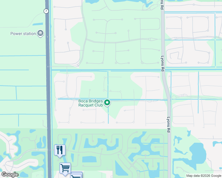 map of restaurants, bars, coffee shops, grocery stores, and more near 17205 Brulee Breeze Way in Boca Raton