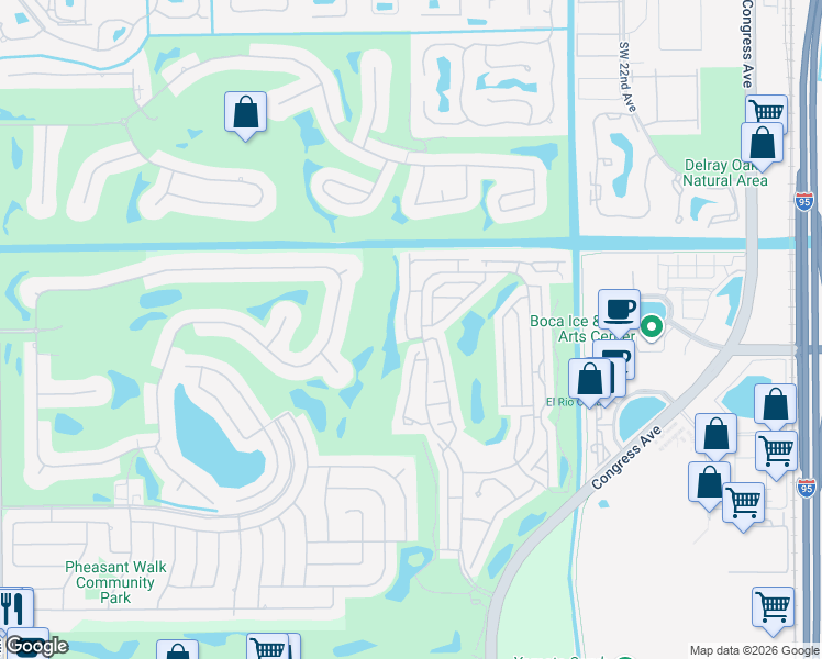 map of restaurants, bars, coffee shops, grocery stores, and more near 17299 Boca Club Boulevard in Boca Raton