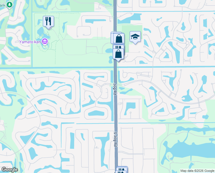 map of restaurants, bars, coffee shops, grocery stores, and more near 17229 Hampton Boulevard in Boca Raton