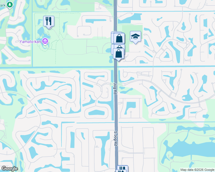 map of restaurants, bars, coffee shops, grocery stores, and more near 17229 Hampton Boulevard in Boca Raton