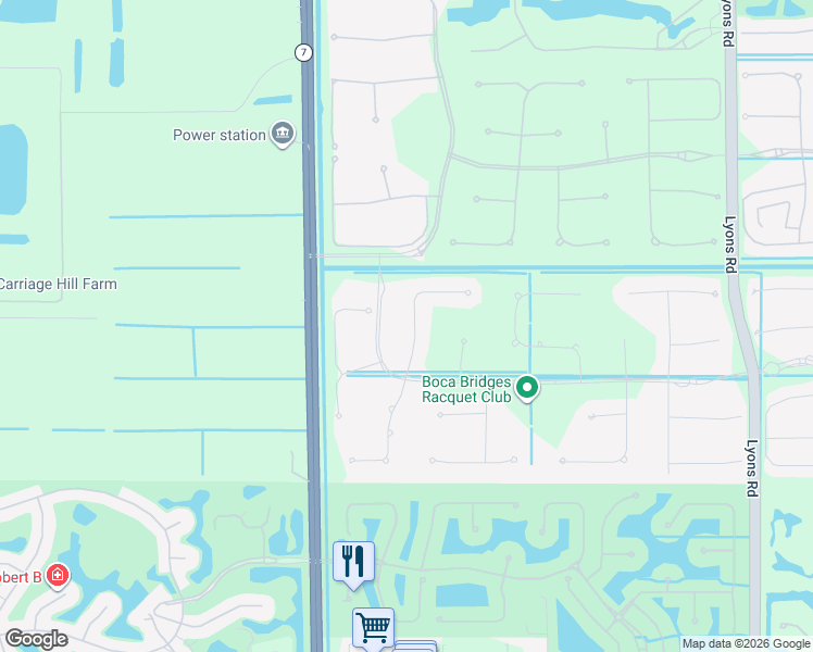 map of restaurants, bars, coffee shops, grocery stores, and more near 17674-17680 North State Road 7 in Boca Raton
