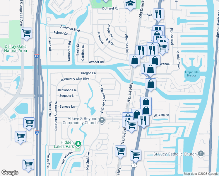 map of restaurants, bars, coffee shops, grocery stores, and more near 109 Mohigan Circle in Boca Raton