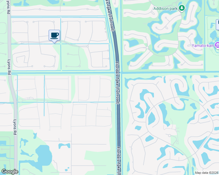 map of restaurants, bars, coffee shops, grocery stores, and more near Florida's Turnpike in Palm Beach County