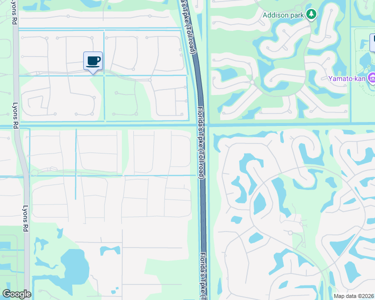 map of restaurants, bars, coffee shops, grocery stores, and more near Florida's Turnpike in Palm Beach County