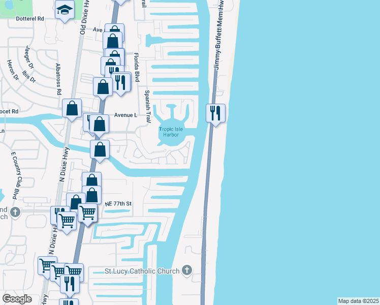 map of restaurants, bars, coffee shops, grocery stores, and more near 663 Pelican Way in Delray Beach