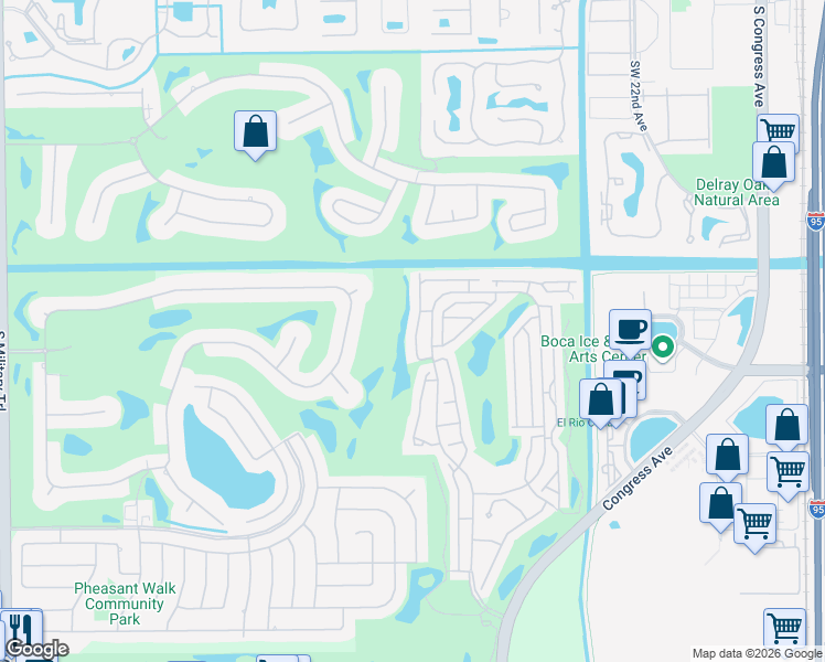 map of restaurants, bars, coffee shops, grocery stores, and more near 17266 Boca Club Boulevard in Boca Raton