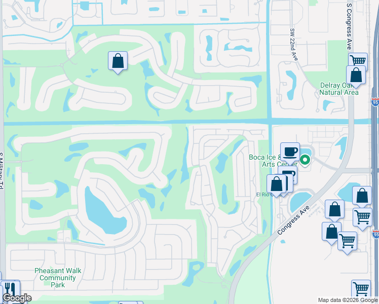 map of restaurants, bars, coffee shops, grocery stores, and more near 17266 Boca Club Boulevard in Boca Raton