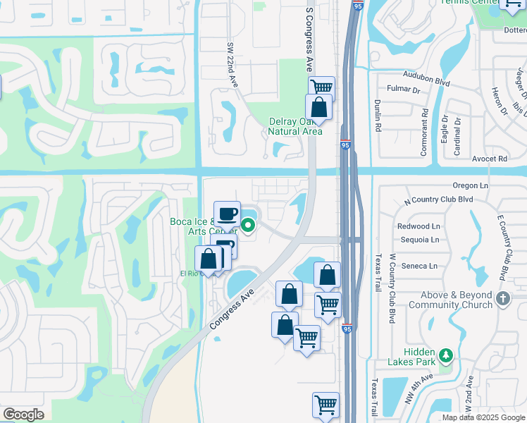 map of restaurants, bars, coffee shops, grocery stores, and more near 8237 Peninsula Corp Circle in Boca Raton