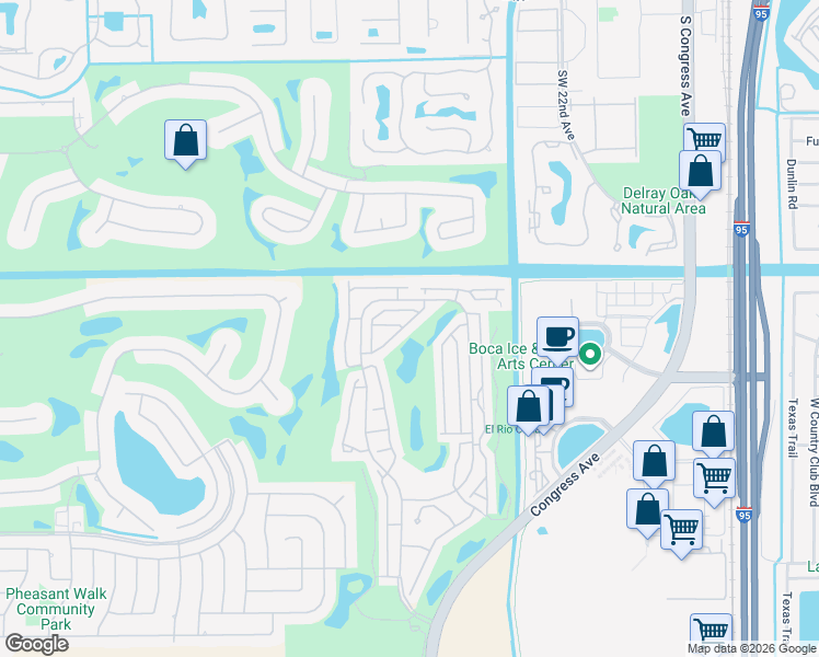 map of restaurants, bars, coffee shops, grocery stores, and more near 17215-1 Boca Club Boulevard in Boca Raton
