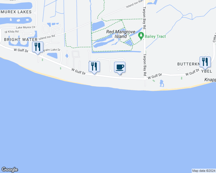 map of restaurants, bars, coffee shops, grocery stores, and more near C Kings Crown Drive in Sanibel