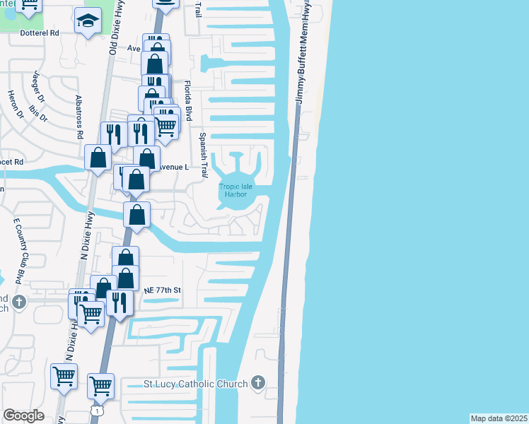 map of restaurants, bars, coffee shops, grocery stores, and more near 663 Pelican Way in Delray Beach
