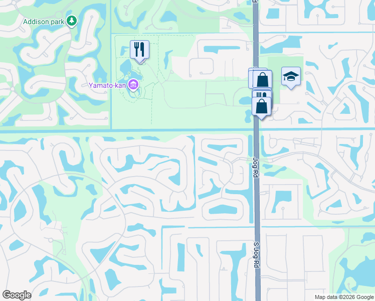 map of restaurants, bars, coffee shops, grocery stores, and more near 17096 Darlington Court in Boca Raton