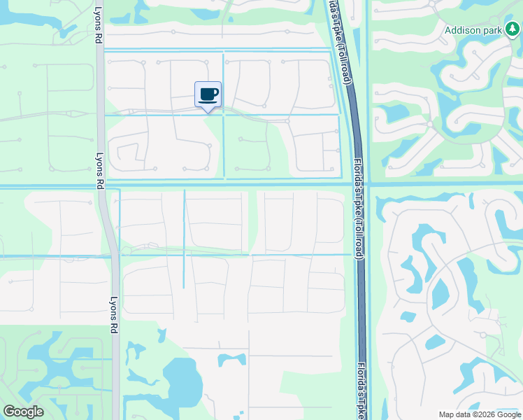 map of restaurants, bars, coffee shops, grocery stores, and more near 17050 Five Waters Avenue in Sunrise