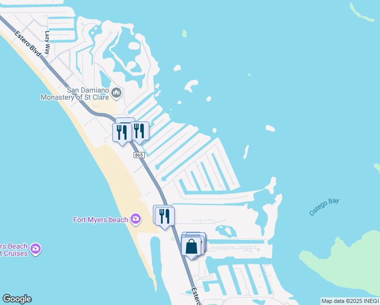map of restaurants, bars, coffee shops, grocery stores, and more near 228 Ibis St in Fort Myers Beach